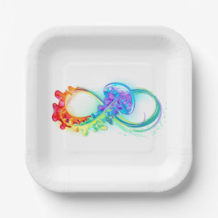 Plato De Papel Infinidad con las medusas del arcoiris