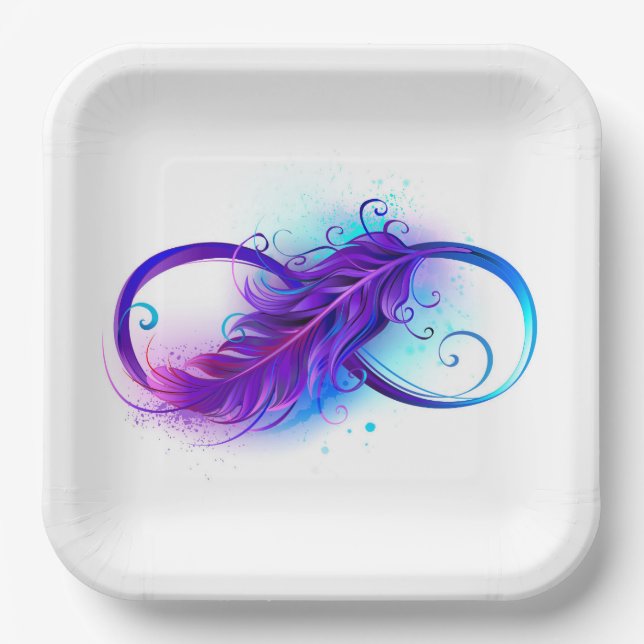 Plato De Papel Infinity with Purple Feather (Anverso)