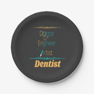 Plato De Papel Ingeniero médica artista igual a dentista