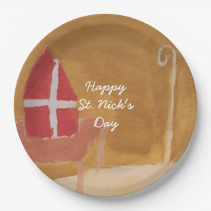 Plato De Papel Inglete divertido de la acuarela de Sinterklaas