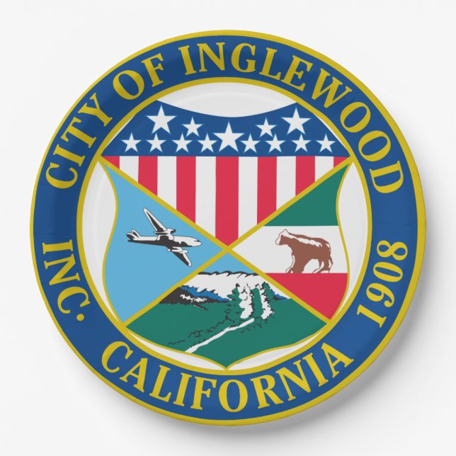 Plato De Papel Inglewood California City Seal (Anverso)