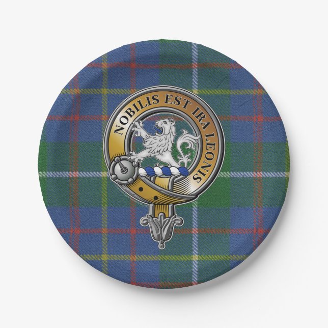 Plato De Papel Inglis Tartan & Badge (Anverso)