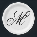 Plato De Papel Inicial de Monograma Elegante<br><div class="desc">Diseño de inicial de monograma elegante para hombres y mujeres con estilo regencia vintage.</div>