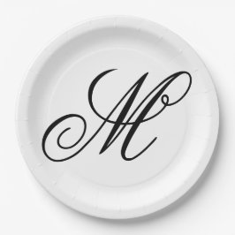 Plato De Papel Inicial de Monograma Elegante