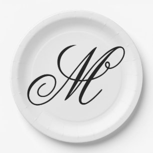 Plato De Papel Inicial de Monograma Elegante