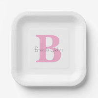 Iniciales de monograma Nombre personalizado rosa B