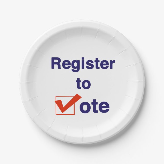 Plato De Papel Inscríbase Para Votar 2026 (Anverso)