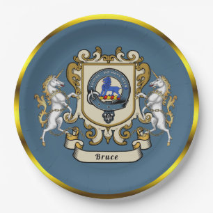 Plato De Papel Insígnia de Clan Bruce Azul Personalizada  