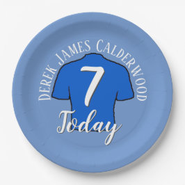 Plato De Papel Insígnia de fútbol para personalizar cumpleaños 7