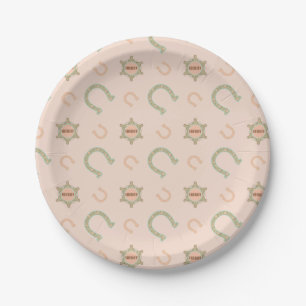 Plato De Papel Insignia de Sheriff de Herraduras Occidentales Mel