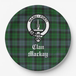 Plato De Papel Insignia Escudo Clan Mackay y Personalizable Tartá