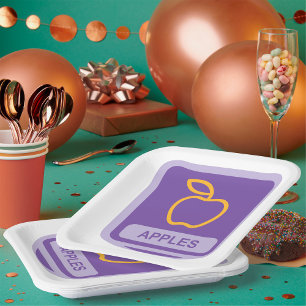Plato De Papel Insignia Purple Apple Design Fruit Lover