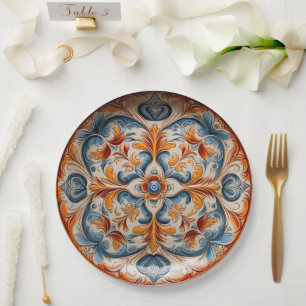 Plato De Papel Inspiración de cerámica italiana de estilo vintage