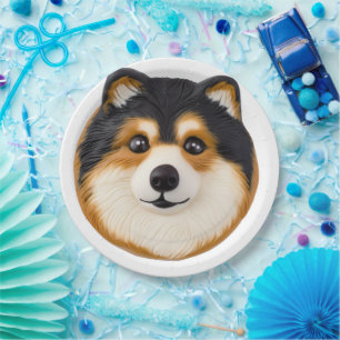 Plato De Papel Inspiración en 3D del perro lapfinés
