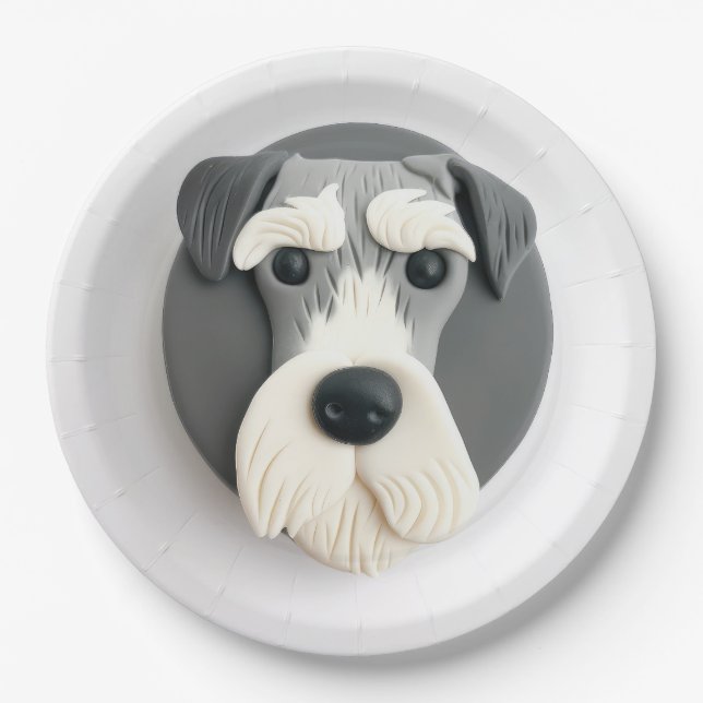 Plato De Papel Inspirado en el perro Schnauzer 3D (Anverso)