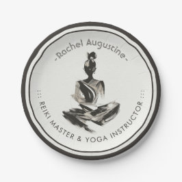 Plato De Papel Instructor de Yoga Lotus Meditation Pose Brushstro