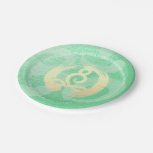 Plato De Papel Instructor de Yoga Meditación de Oro Verde Pose ZE
