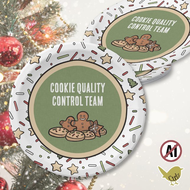 Plato De Papel Intercambio de Galletas de Navidad  (Christmas cookie exchange party plates featuring a fun customizable message are one of a kind.)