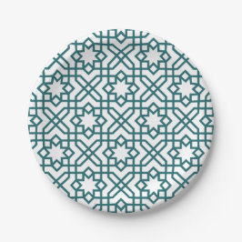 Plato De Papel Intricate geometric pattern with teal interconnect