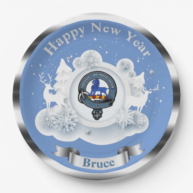 Plato De Papel Invierno Bruce Clan Badge Personalizado (Anverso)