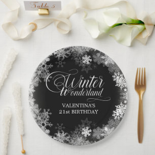 Plato De Papel Invierno de cumpleaños 21 Maravilla de nieve Favor