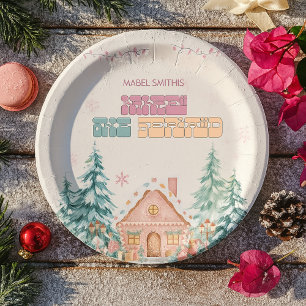 Plato De Papel Invierno de Pan de Crema Rosado Terrania 1er cumpl