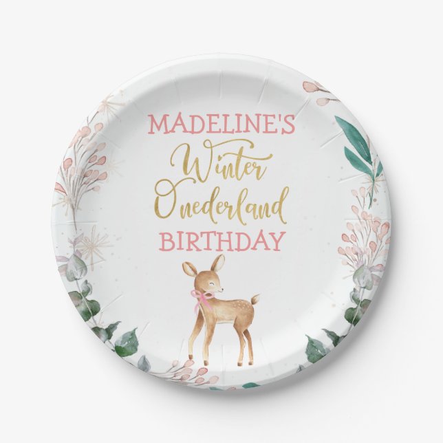 Plato De Papel Invierno De Wreath Y Deer (Anverso)
