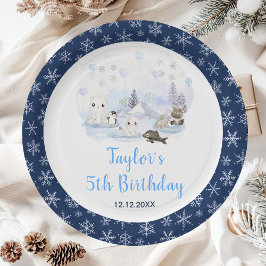 Plato De Papel Invierno Maravilla Ártico Animales Cumpleaños