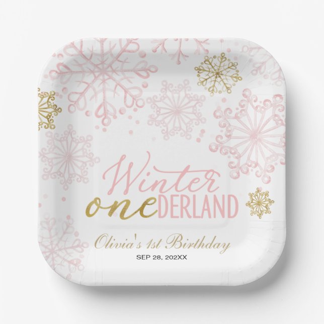 Plato De Papel Invierno Onederland 1er Cumpleaños  (Anverso)