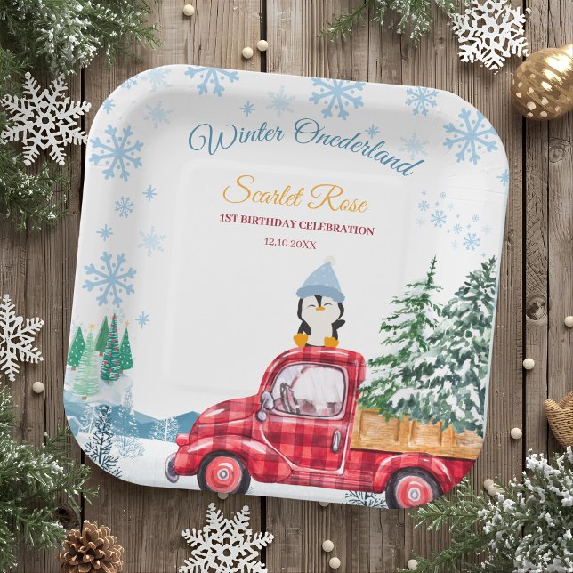 Plato De Papel invierno onederland 1er cumpleaños invitaciones (Subido por el creador)