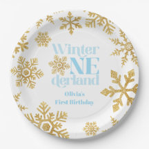 Invierno Onederland Copo de Nieve Azul Dorado Cump