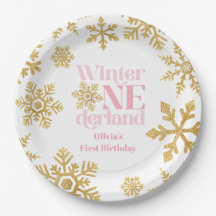 Invierno Onederland Copo de Nieve Rosa Dorado Cump