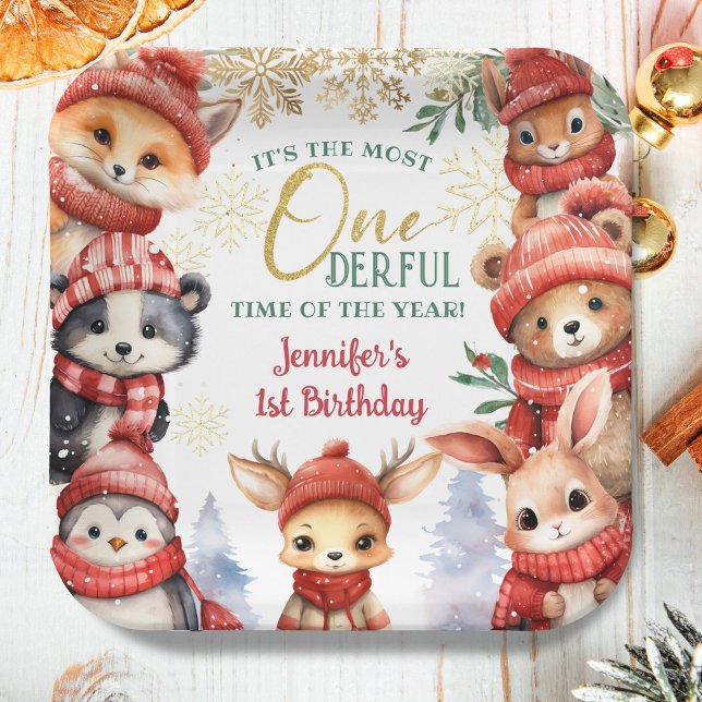 Plato De Papel Invierno Onederland Cute Animales de Invierno Prim (Subido por el creador)