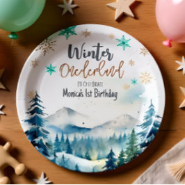 Plato De Papel Invierno onederland maravilloso cumpleaños