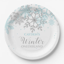 Invierno Onederland primer cumpleaños azul y plata