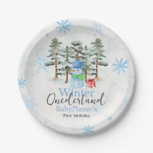Plato De Papel Invierno Primer cumpleaños de Onederland Prima de 