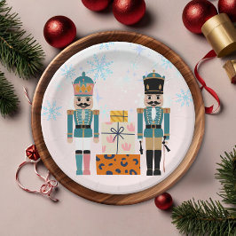 Plato De Papel Invierno rosa Snowflakes Nutcracker Baby Shower