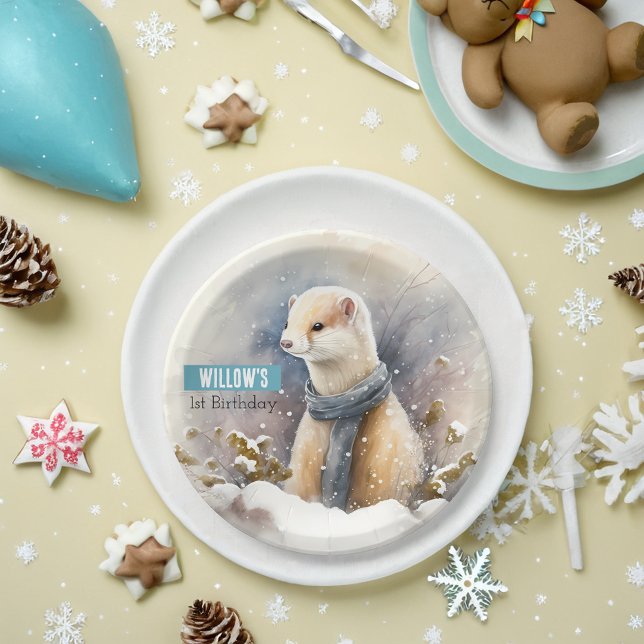 Plato De Papel Invierno vibes Ermine - Fiesta de cumpleaños - (Subido por el creador)