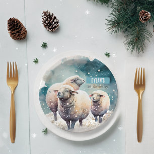 Plato De Papel Invierno vibes Oveja - Fiesta de cumpleaños -