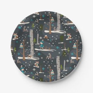 Plato De Papel Invierno Woodland