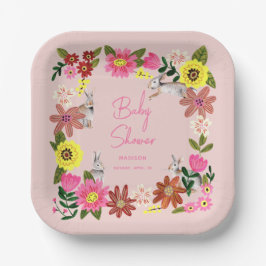 Plato De Papel Invitación a baby shower de conejita linda
