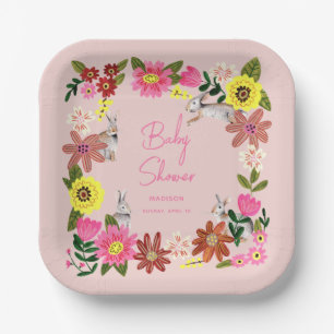 Plato De Papel Invitación a baby shower de conejita linda