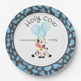Plato De Papel Invitación a Baby Shower de la vaca sagrada