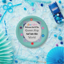 Plato De Papel Invitación a Baby Shower de Queen Nap