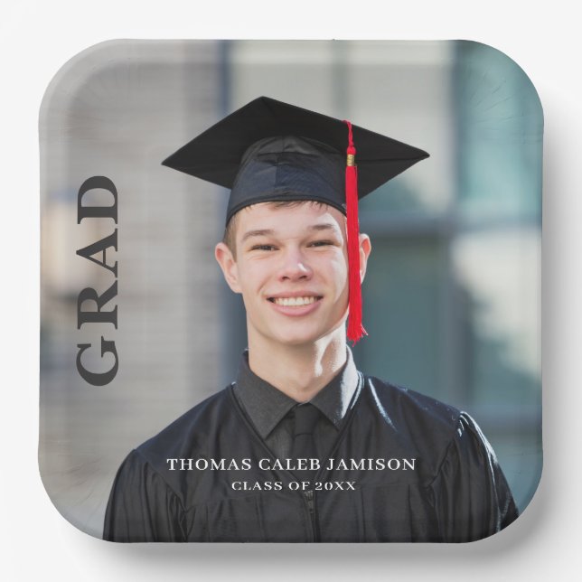 Plato De Papel Invitación a graduación de fotos (Anverso)