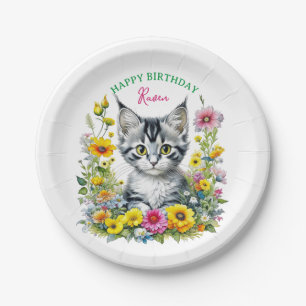 Plato De Papel Invitación a la fiesta de cumpleaños de Chicas con