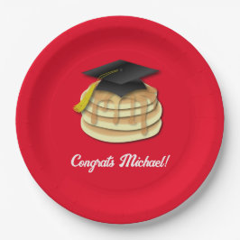 Plato De Papel Invitación a la fiesta de graduación de Pancake Br