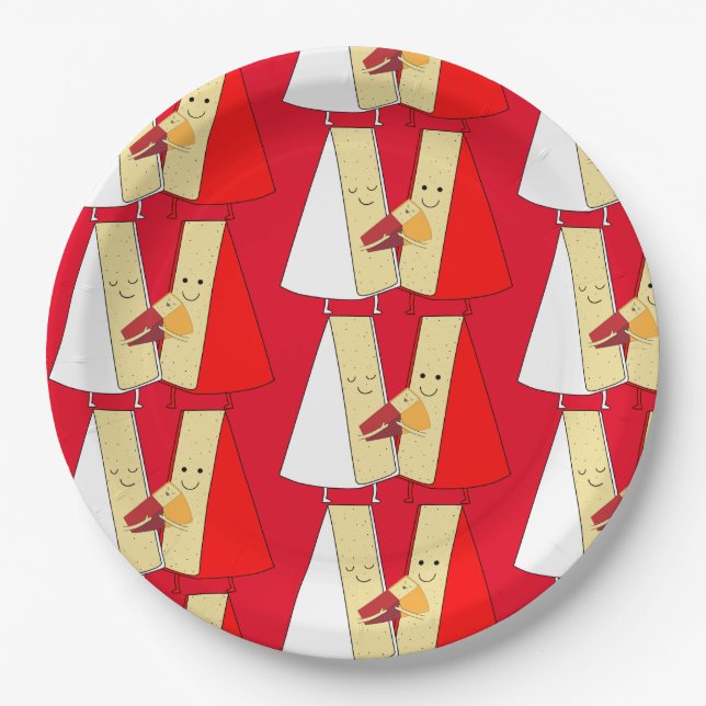 Plato De Papel Invitación a la fiesta del vino y el queso (Anverso)