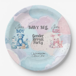 Plato De Papel Invitación a revelar el sexo del bebé
