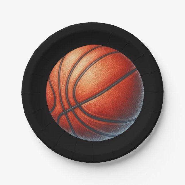 Plato De Papel Invitación al baloncesto, fiesta de cumpleaños de  (Anverso)